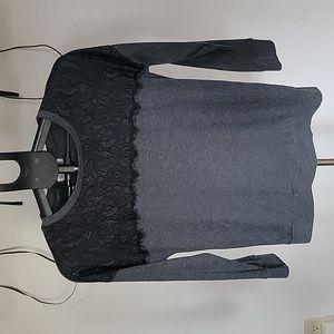 Women's For G and Pl Shirt,  Colors Gray and Black Lace, Size M